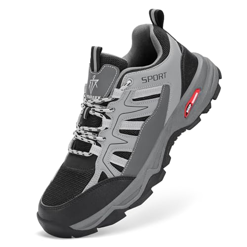 VENROXX Wanderschuhe Herren Atmungsaktiv Trekkingschuhe Leicht & rutschfeste Trailrunning-Schuhe Outdoor Sportschuhe, Grau, 42 von VENROXX