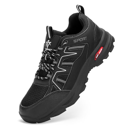 VENROXX Wanderschuhe Herren Atmungsaktiv Trekkingschuhe Leicht & rutschfeste Trailrunning-Schuhe Outdoor Sportschuhe, Schwarz, 42 von VENROXX