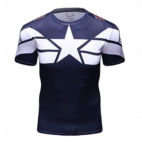 VENS LUEE Herren-Kompressions-T-Shirt, 3D-Druck, modisch, Film, kurzärmelig, Sport, Fitness, Joggen, fantastisches Cosplay-Shirt, Gestreifter Stern, XXL VENS LUEE Herren-Kompressions-T-Shirt, 3D-Druck, modisch, Film, kurzärmelig, Sport, Fitness, Joggen, fantastisches Cosplay-Shirt, Gestreifter Stern, XXL von VENS LUEE