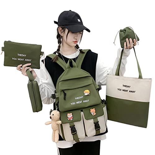 Mädchen Schultaschen, Große Aufbewahrung Büchertasche Umhängetasche für Bleistiftbox, Schulbedarf, Laptops, Bücher, Nylon Schulrucksack Set Rucksack Crossbody Tasche Stifttasche Klein von VENTDOUCE