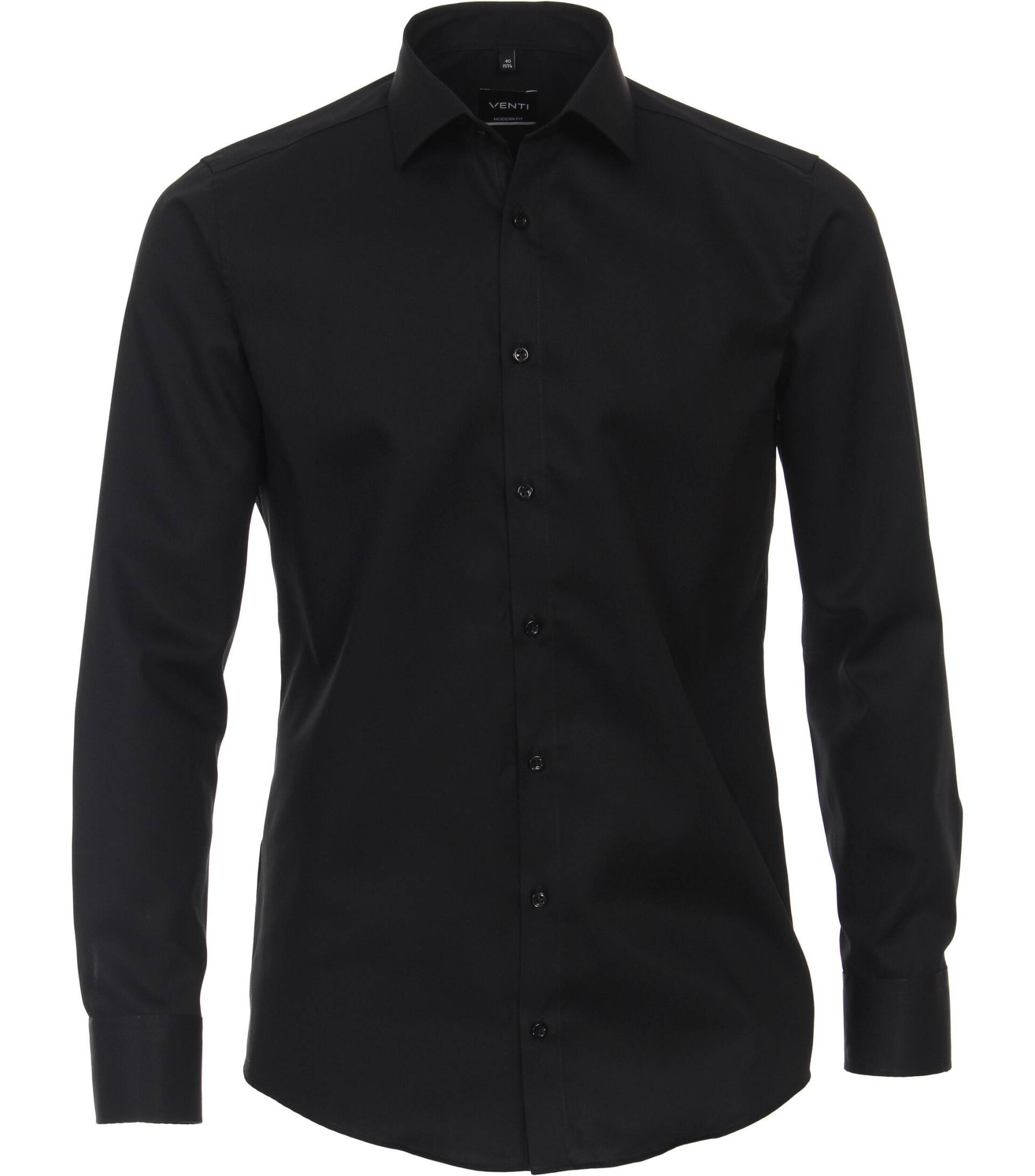 VENTI - Twill Hemd uni 001880 schwarz - Gr. - 37 von VENTI