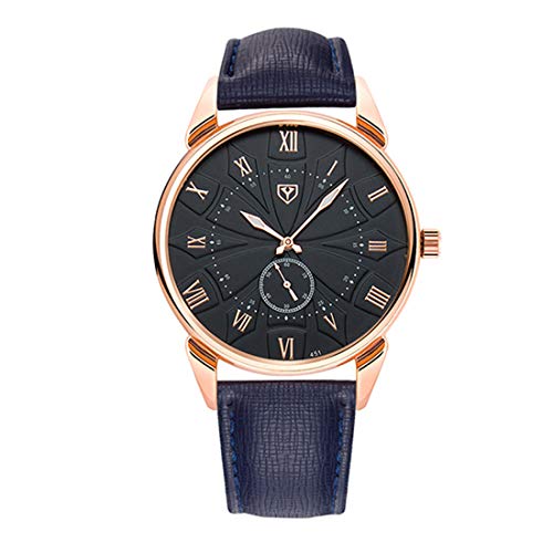 VENURY YAZOLE Herrenuhr 451 Edelstahl wasserdicht mechanisch Quarz Gehäuse Roségold Zifferblatt Schwarz Armband Kunstleder blau Armbanduhren, Gurt VENURY YAZOLE Herrenuhr 451 Edelstahl wasserdicht mechanisch Quarz Gehäuse Roségold Zifferblatt Schwarz Armband Kunstleder blau Armbanduhren, Gurt von VENURY YAZOLE