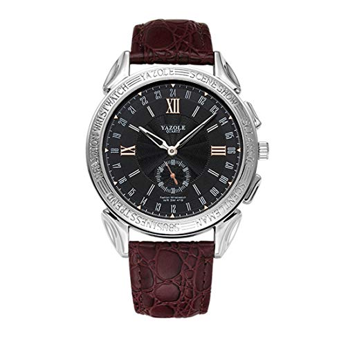 VENURY YAZOLE Herrenuhr 419 Edelstahl wasserdicht mechanische Quarz Gehäuse Farbe Rhodium Zifferblatt Schwarz Armband Kunstleder braun Armbanduhr, Gurt VENURY YAZOLE Herrenuhr 419 Edelstahl wasserdicht mechanische Quarz Gehäuse Farbe Rhodium Zifferblatt Schwarz Armband Kunstleder braun Armbanduhr, Gurt von VENURY YAZOLE