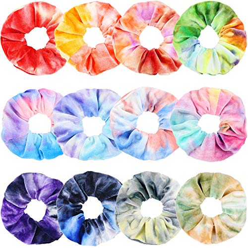 VENUSTE Batik Haargummis Scrunchies aus Samt für Frauen Mädchen, Pastellfarben Weiche elastische Haarbänder Haarschmuck, Tie-dye, 12 Stück von VENUSTE