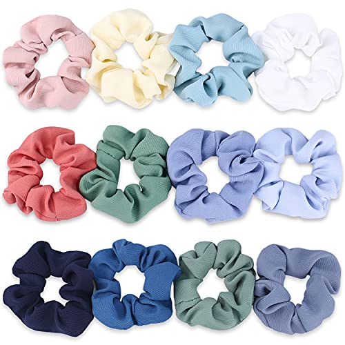 VENUSTE Haargummis Scrunchies für Damen und Mädchen, Niedliche Weiche elastische Haarbänder Haarschmuck, Pastellfarben, 12 Stück von VENUSTE