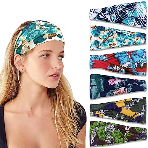 VENUSTE Stirnbänder für Damenhaar, florale Knoten-Stirnbänder für Erwachsene und Frauen, Haar-Accessoires, für Yoga, Mode, Training, Reisen oder Laufen, 6 Stück von VENUSTE
