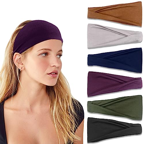 VENUSTE Stirnbänder für Damenhaar, solide geknotete Stirnbänder für Erwachsene und Frauen, Haar-Accessoires, für Yoga, Mode, Training, Reisen oder Laufen, 6 Stück von VENUSTE