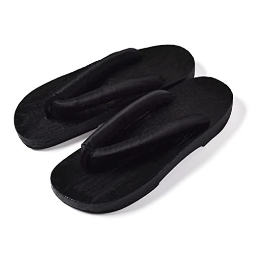 Clogs Pantoffeln,Herren Japanische Holzschuhe Sandalen Japan Traditionelle Schuhe Geta Wide Sole Flip Flops Pantoffeln,Sommer-Freizeit-Küstenstrand Clogs Hausschuhe(Size:EU 38,Color:Schwarz) von VENYAA