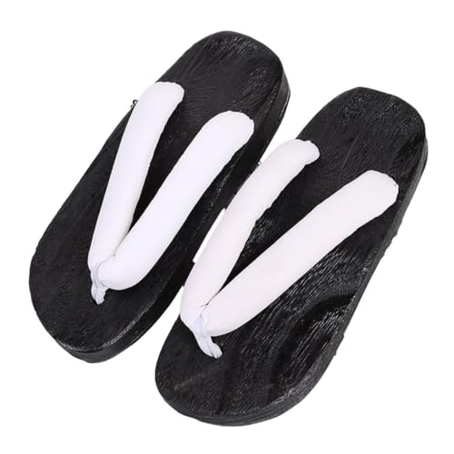 Clogs Pantoffeln,Herren Japanische Holzschuhe Sandalen Japan Traditionelle Schuhe Geta Wide Sole Flip Flops Pantoffeln,Sommer-Freizeit-Küstenstrand Clogs Hausschuhe(Size:EU 40,Color:Weiß) von VENYAA