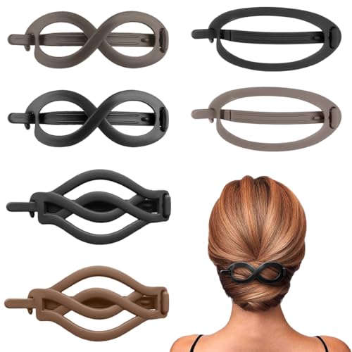 6 Stück Haarspange für Damen Französische Hair Clip Set Banana Clip Ellipse Haarspangen Rutschfest Haarklammern für Dünnes oder Dickes Haar Groß Klassische Vintage Matt Haarspange für Frauen Mädchen von VEOIRXU