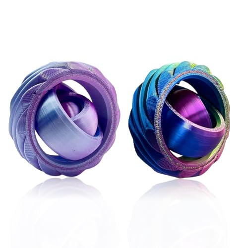 VEOIRXU 2 Stück Handkreisel Fidget Toy, Fidget Hand Spinner Spielzeug, 3D Spiral Design Fingerspielzeug, Sensorisches Fidget Toys, Antistress Spielzeug, für Kinder Erwachsene (Regenbogen und Lila) von VEOIRXU