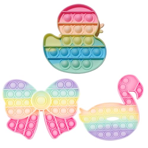 VEOIRXU 3 Stück Popit Fidget Toy, Pop It Bubble Sensory Fidget Toy, Bubble Popet Antistress Spielzeug, Silikon Stressabbau Spielzeug, Rainbow Plopper, Anti Stress Spielzeug für Kinder und Erwachsene von VEOIRXU