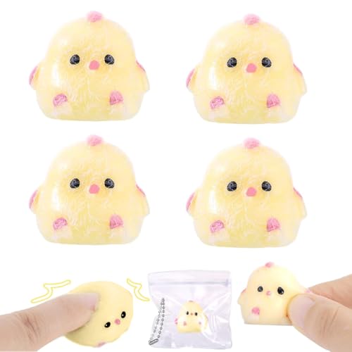 VEOIRXU 4 Stück Mini Taba Squishy küken, FuFu Squishy küken, Küken Squeeze Toy, Mini Mochi Squishy Toy, Mini Anti Stress Spielzeug für Kinder und Erwachsene, für Geschenke Und Dekoration von VEOIRXU