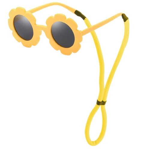 VEOIRXU Baby Sonnenbrille mit Riemen für Mädchen Jungen, Polarisierte Kleinkind Sonnenbrille Schutz Weicher Silikonrahmen faltbar Sonnenbrillen Alter 0 bis 2 Jahre (Gelb) von VEOIRXU