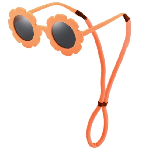 VEOIRXU Baby Sonnenbrille mit Riemen für Mädchen Jungen, Polarisierte Kleinkind Sonnenbrille Schutz Weicher Silikonrahmen faltbar Sonnenbrillen Alter 0 bis 2 Jahre (Orange) von VEOIRXU