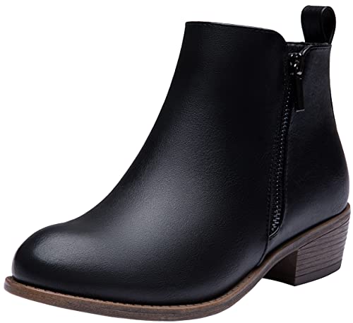 Keyoung Vepose Women's Ankle Boots Low Heel Casual Boot Round Toe Zipper Booties for Women (LJY1050-black-09) von VEPOSE