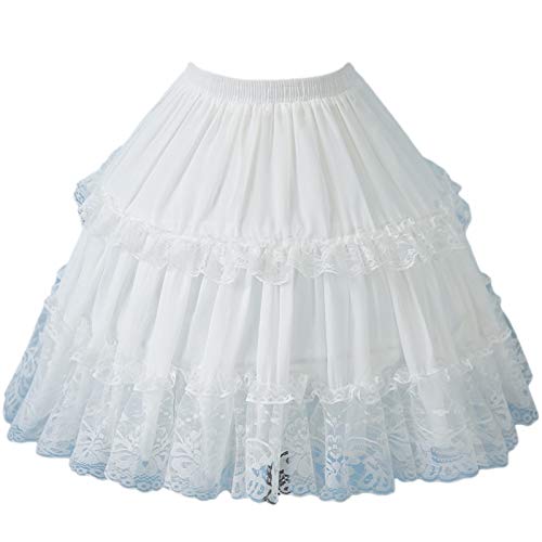 VEPYCLY Mädchen Rock Kurz Petticoat Cosplay Spitze Fischgräte Lolita Slip Liner Weiß Elastische Taille Petticoats - Weiß - Einheitsgröße von VEPYCLY