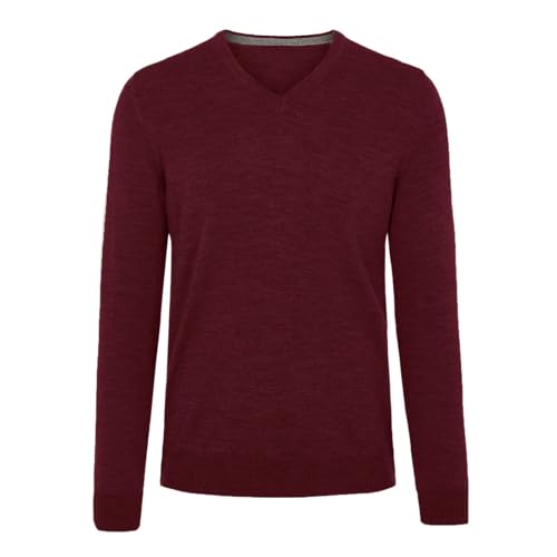 VEQUÈ Herren Winterpullover Wolle und Kaschmir Pullover Casual Cardigan V-Ausschnitt Klassischer Pullover Elegant, Bordo', Large von VEQUÈ