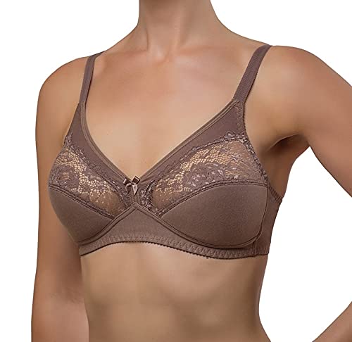 Verally BH ohne Bügel, Entlastungs BH | bequem | gepolsterte Cups | zarte Spitze | beige, schwarz, weiß | Gr. 75-90 A-E von Verally