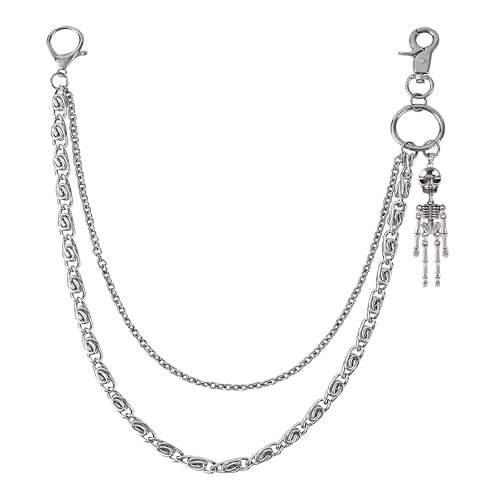 VERAMI Hosenkette, Schlüsselanhänger, Skelett, Geldbörse, Biker, Jeans, Tasche, Kette, Unisex, Hose für Damen und Herren, skelett, Einheitsgröße von VERAMI