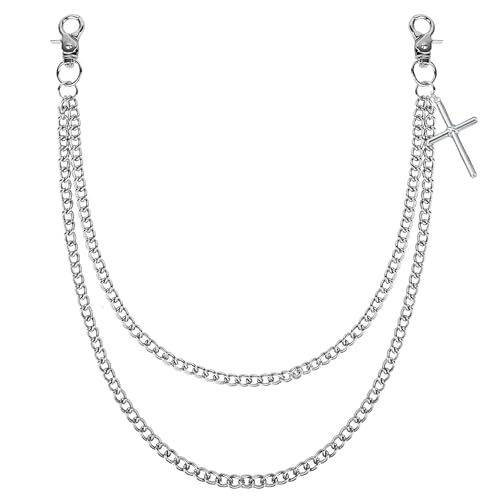 VERAMI Hosenkette zum Aufhängen, Taillenkette, strapazierfähig, 316L-Edelstahl, Schlüsselanhänger, Punk, Geldbörse, Hip-Hop-Schlüsselhalter, Silbernes Kreuz, Einheitsgröße VERAMI Hosenkette zum Aufhängen, Taillenkette, strapazierfähig, 316L-Edelstahl, Schlüsselanhänger, Punk, Geldbörse, Hip-Hop-Schlüsselhalter, Silbernes Kreuz, Einheitsgröße von VERAMI