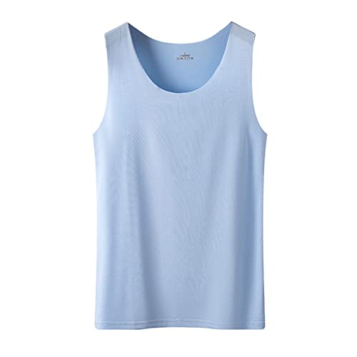 VERBENA Frauen Eisseide Nahtloses Tank Top Basic Ärmellos O-Neck Einfarbig Weste Unterhemd Blau 2XL von VERBENA