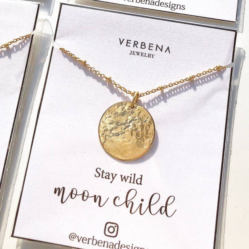 Vollmond Halskette, Gold Gefüllt Mond Münze Halskette von VERBENADESIGN
