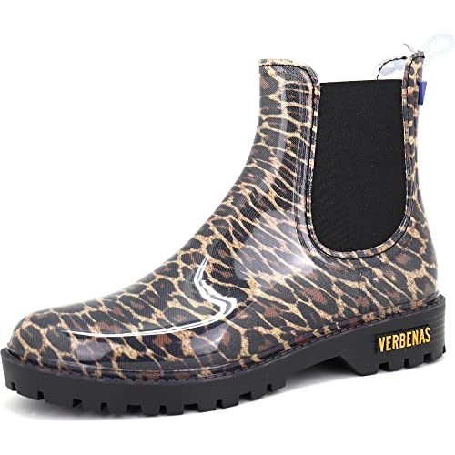 VERBENAS Rain Boots Gaudi Brillo Print Animal Leopardo-negro - Größe: 38 von VERBENAS