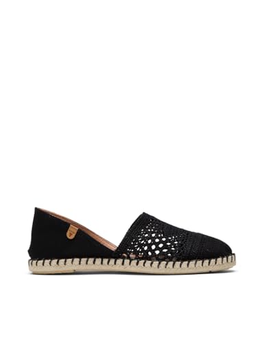 VERBENAS Espadrilles Carmen Crochet-lino/Serraje Negro/Negro - Größe: 36 von VERBENAS
