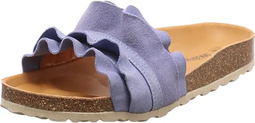 VERBENAS Damen Pantolette Roccio Roda Sommer in Blau mit Weichfußbett, Echtleder. blau Gr. 39 von VERBENAS