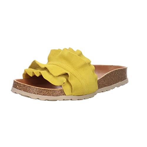 VERBENAS Damen Riemchensandalen Rocio Volante Pantolette Veloursleder Fußbett Bequem Freizeit uni pantolette rüschen beige rocio volante, 41 EU, (330062V-0220) von VERBENAS