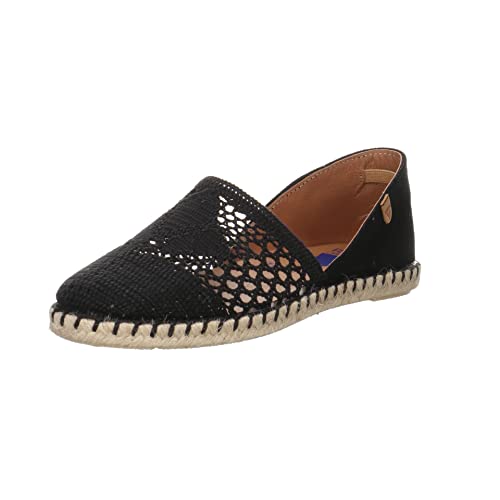 VERBENAS Damen Slipper Schuhe Carmen Espadrille Textil Freizeit Elegant Slip-Ons Uni Espadrille Damen schwarz von VERBENAS