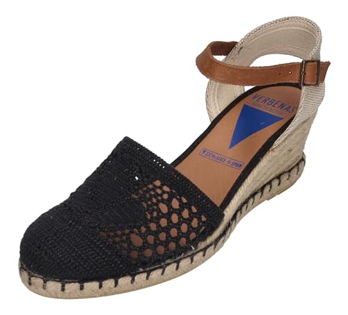 VERBENAS Damenschuhe Sandalette Malena Crochet lino - Negro, Größe:41 EU von VERBENAS