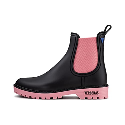 VERBENAS Rain Boots Gaudi Mate Negro-rosa - Größe: 38 von VERBENAS