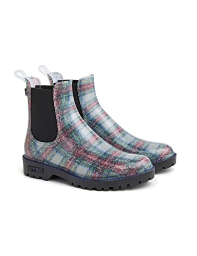 VERBENAS Rain Boots Gaudi Brillo Print Escocés Jaspe Blanco/negro - Größe: 40 von VERBENAS