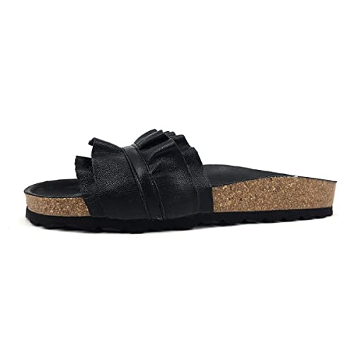 VERBENAS Sandalen Rocío Ecobrush Volante Negro - Größe: 39 von VERBENAS