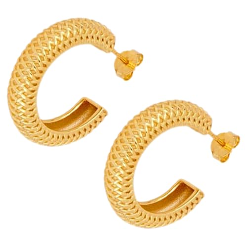 VERDANVERSE 1 Paar Große C Ohrringe für Damen Minimalistische Vergoldete Hoop Ohrringe Modischer und Vielseitiger Ohrschmuck für Alltag und Besondere Anlässe von VERDANVERSE