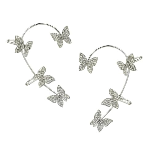VERDANVERSE 1 Paar Ohrringe für Damen Rhinestone Butterfly Ear Cuff Piercing Funkelnde Ohrclips Modischer Schmuck für Frauen für Freundin und Liebhaberin von VERDANVERSE