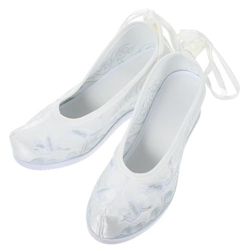 VERDANVERSE 1 Paar Schickes Ethnische Bestickte Slipper Weiße Hanfu Schuhe mit Keilabsatz für Mädchen für Chinesische Trachten und Festliche Anlässe VERDANVERSE 1 Paar Schickes Ethnische Bestickte Slipper Weiße Hanfu Schuhe mit Keilabsatz für Mädchen für Chinesische Trachten und Festliche Anlässe von VERDANVERSE