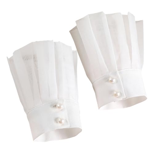 VERDANVERSE 1 Paar Vampire Earls Kleid Spitze Handgelenk Manschetten Damenmanschetten für das Handgelenk Cosplay-Handgelenkmanschetten abnehmbare Fake-Ärmelbündchen falsche Ärmel Chiffon Weiß von VERDANVERSE