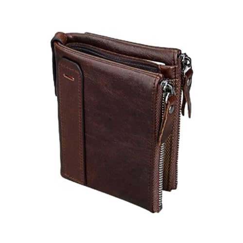 VERDANVERSE 1 Stück Herren RFID Geldbörse Echtem mit Reißverschluss Multifunktionale Stilvolle Brieftasche Rotbraun für Karten Geld und Ausweise von VERDANVERSE