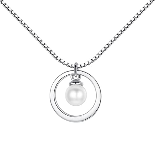 VERDANVERSE Perlenkette Für Damen Halsketten Mit Silberanhänger Mode Schmuck Für Frauen Fein Verarbeitete Kette Für Schlüsselbein Hals Schmuck Für Partys Und Täglichen Gebrauch von VERDANVERSE