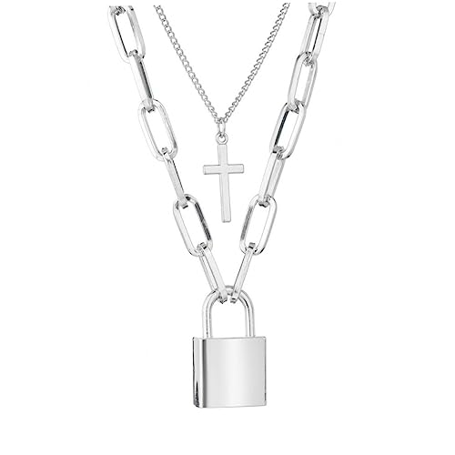 VERDANVERSE 1 Stück Punk Style Kreuz Halskette für Damen Doppel Layer Legierung Anhänger Silberne Kette für Festivals Reisen und Besondere Anlässe VERDANVERSE 1 Stück Punk Style Kreuz Halskette für Damen Doppel Layer Legierung Anhänger Silberne Kette für Festivals Reisen und Besondere Anlässe von VERDANVERSE
