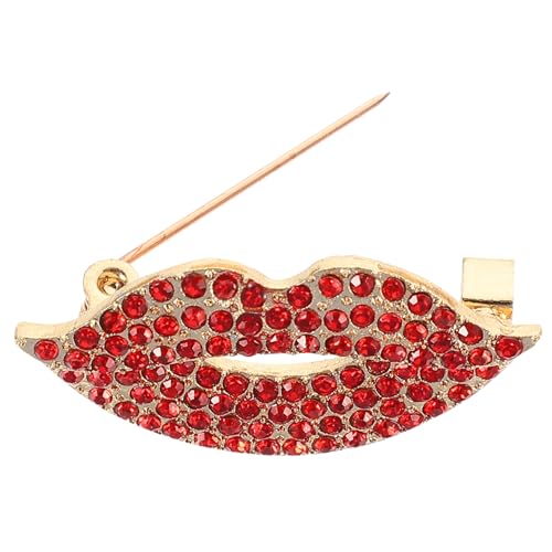 VERDANVERSE Lippenförmige Strassbrosche Stilvolle Anstecknadel für Frauen Modisches Kleidungsaccessoire für Partys und Anlässe Große Corsage Brosche für Weihnachten Cosplay und Themenpartys von VERDANVERSE