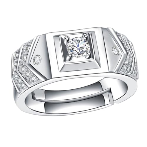 VERDANVERSE 1 Stück Stylischer Herrenring Kupfer mit Zirkonia Verstellbarer Finger Ring für Hochzeitsring Modisches Accessoire für Festivals und Besondere Anlässe von VERDANVERSE