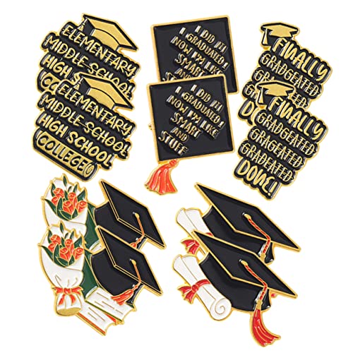 VERDANVERSE 10 Stück Bachelor-Cap-Brosche Abzeichennadel Broschenstifte Hutstifte Stolz-Pin Abschlussdekor Graduierungsbrosche Bulk -Abschlussnadel Anstecknadel aus Metall Legierung von VERDANVERSE