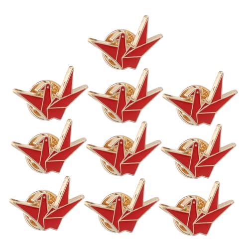 VERDANVERSE 10 Stück Cartoon-brosche Süße Anstecknadeln Für Frauen Crane Origami Pin Brosche Für Mädchen Abzeichenstifte Rot Legierung von VERDANVERSE