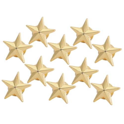 VERDANVERSE 10 Stück Goldene Stern Abzeichen aus Kupfer Metall Pins für Kleidung Jacken Taschen Vielseitige Anstecknadeln für Feiertage und Alltag Klassisches Fünfzackiges Design von VERDANVERSE