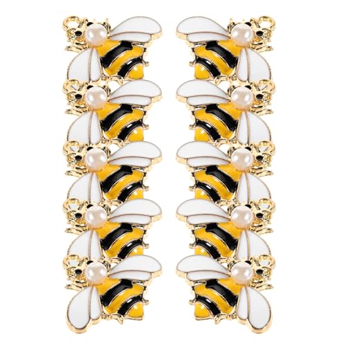VERDANVERSE 10 Stück Teiliges Bienen anhänger Legierung mit Künstlicher Perle DIY Schmuckanhänger für Halsketten Armbänder Schlüsselanhänger Langlebige und Farbintensive Bastelverzierung von VERDANVERSE
