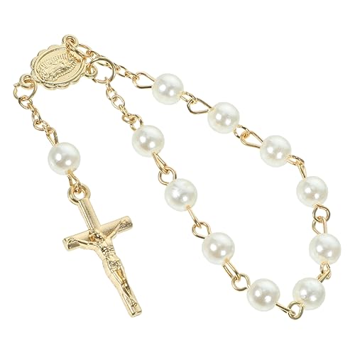 VERDANVERSE 10 Stück Teiliges Damen Armband mit Filigranen Kreuz und Perlen Charms Vergoldet Modisches Langlebiges Handgelenk Schmuckstück Vielseitig Kombinierbar für Alltag und von VERDANVERSE